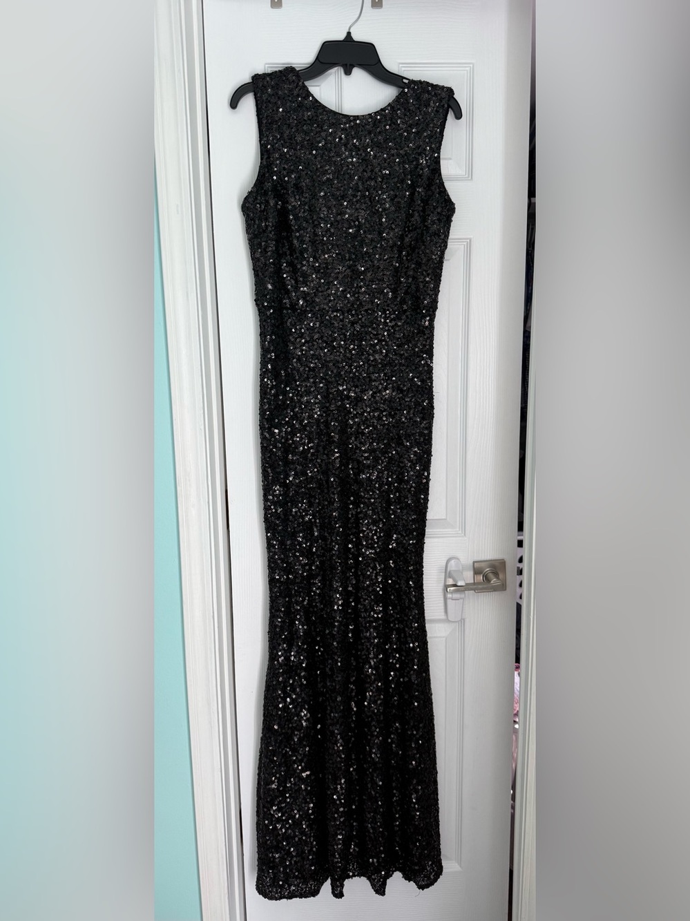 Dress the Population Black Sequin Dress Size L Long Evening Party